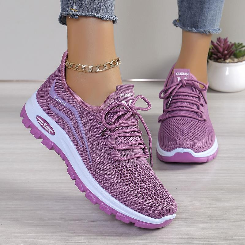 Fashion Lightweight Non Slip Walking Shoes for Women Mesh Breathable Knitted Sneakers Woman 2024 Spring Autumn Casual Purple Sneakers