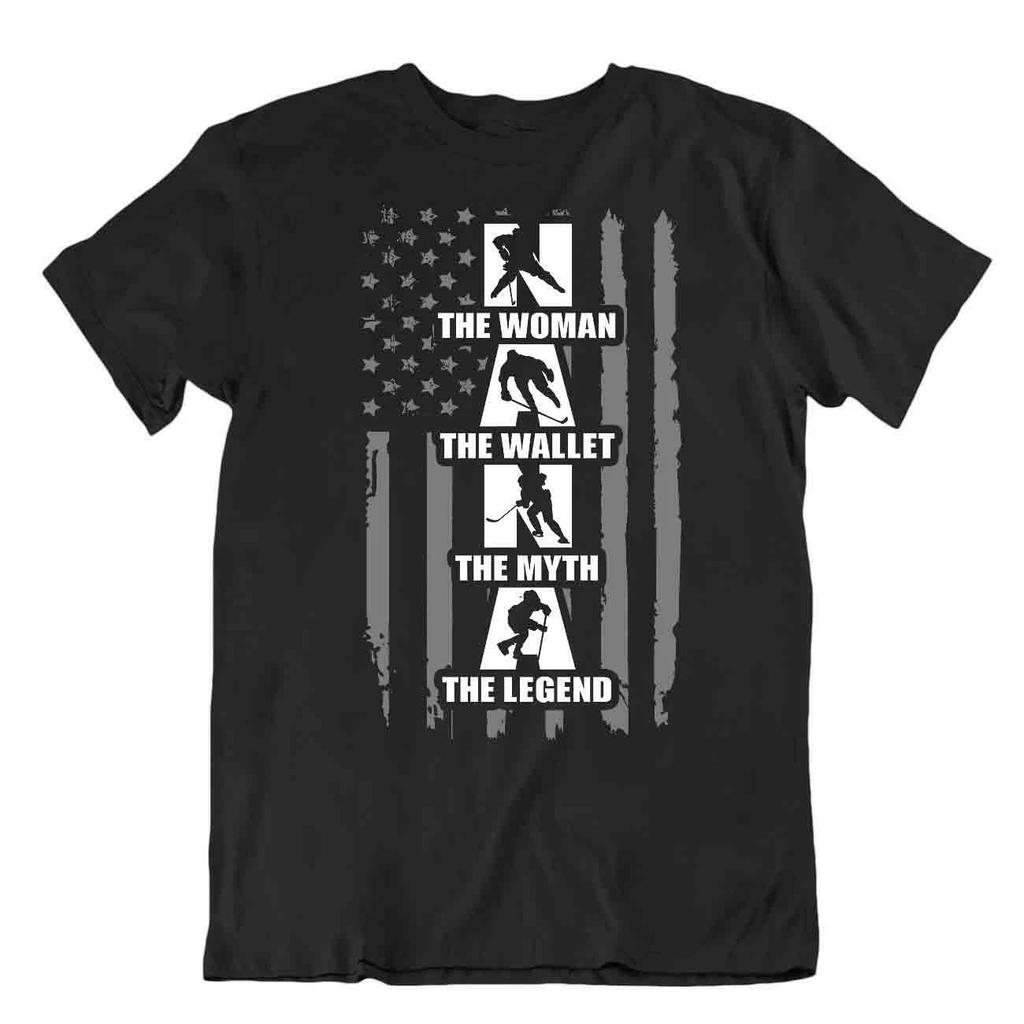 Hockey Sport T-Shirt Tee Gift Cool Vintage Funny Happy Skates Goal Nana Grandma