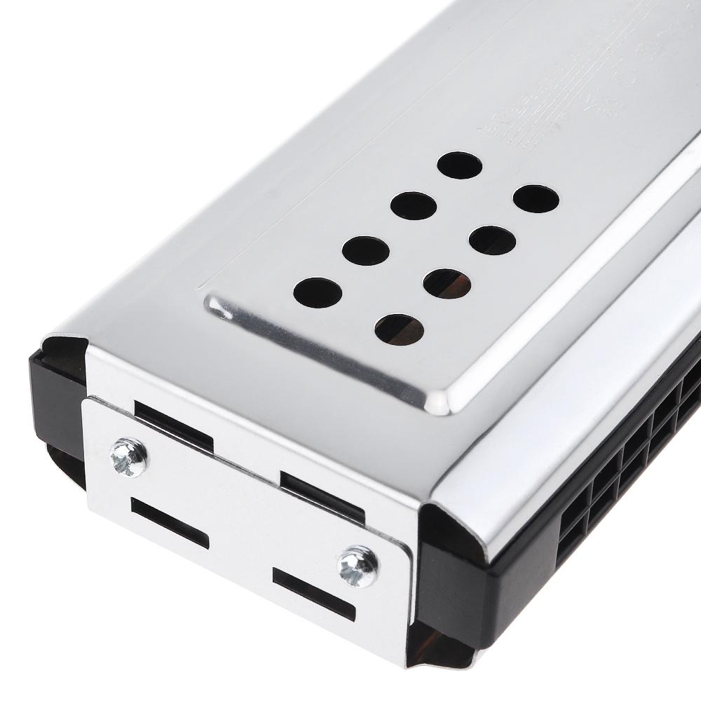 Professional 24 Holes Key Of C&G Silver Double-side Tremolo Harmonica for Beginners