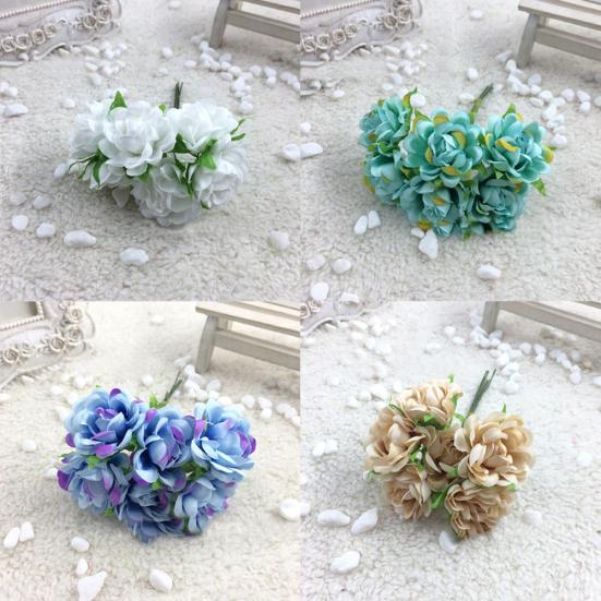 6шт искусственный шелк поддельные цветы цветочный свадебный букет вечерние украшения дома