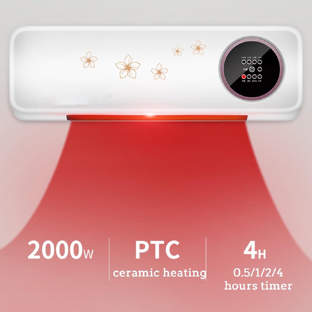 2000 Вт 3 скорости Настенный электрический обогреватель Водонепроницаемый Пульт дистанционного управления Машина для кондиционирования воздуха Экономия тепловой энергии