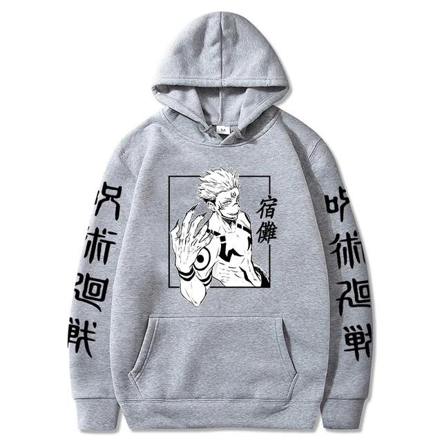 Аниме Jujutsu Kaisen Футболка Рёмен Сукуна Косплей Топы Японский Харадзюку Принт Уличная одежда Флисовый Пуловер Спортивный Худи для Бега