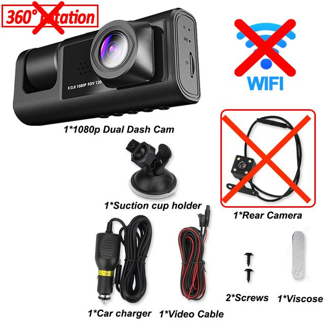 Автомобильный видеорегистратор 3-канальный WIFI 1080P видеорегистратор для автомобилей камера 3 объектива 2-дюймовый видеорегистратор камера заднего вида для автомобиля автомобильные аксессуары