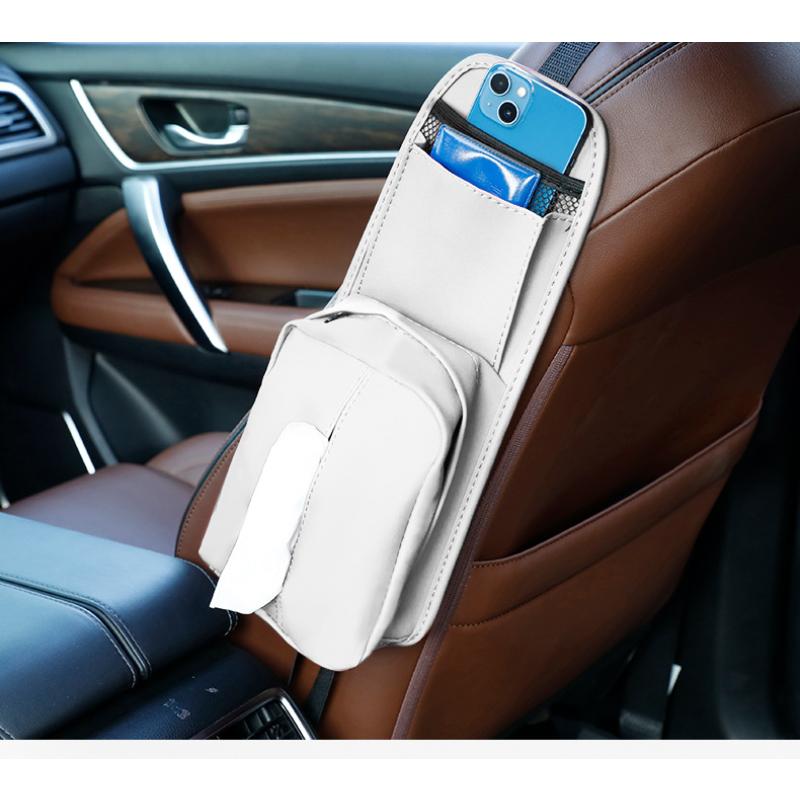 Сумка для хранения на боку сиденья автомобиля, подвесная сумка, кожаная многофункциональная коробка для автомобильных салфеток, ящик для хранения автомобиля, салон автомобиля