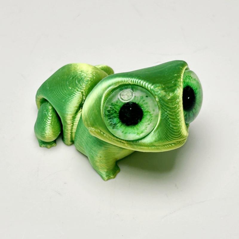 3D Printed Cute Frog Model, Big-Eyed Frog Ornament With Movable Joints And Realistic Eyes, Home Decoration Mini Frog Toy Gift