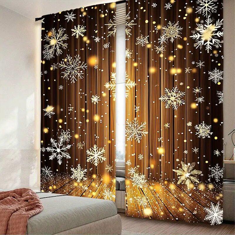 2 шт. штор с рождественским принтом, рождественские украшения, для спальни и гостиной, украшение дома, украшение комнаты