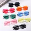 Cat Eye Sunglasses Rimless Sun Glasses For Women Trendy Transparent Candy Color Eyewear Fashion Party Costume Accessories