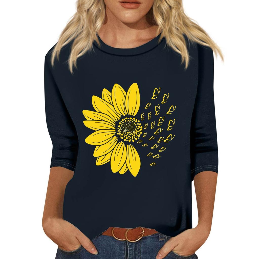 Женский модный свободный повседневный пуловер с принтом и круглым вырезом, рукав три четверти