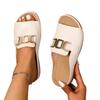 Large Size New Slope Heel Platform Slippers Women's Casual Fashion Simple Metal Buckle Fish Mouth Sandals