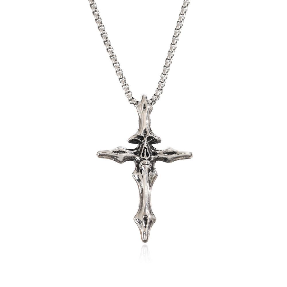 Ретро ожерелье с костяным крестом викингов, панк готическая бижутерия, хип-хоп уличная мода, аксессуары для женщин и мужчин