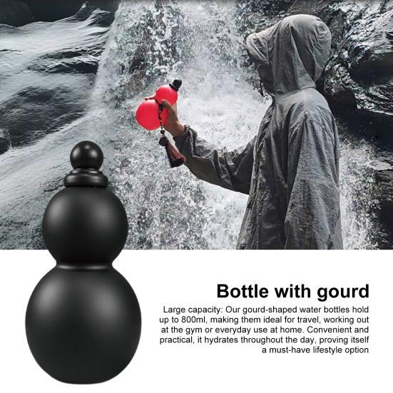 Бутылка для воды из тыквы объемом 800 мл с ремешком на талии, веревкой, щеткой, винтажный китайский стиль