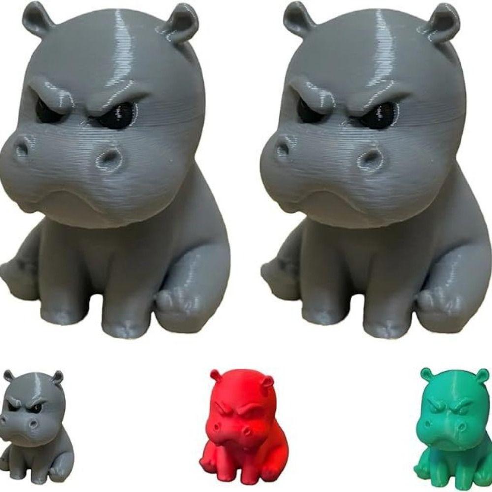 Фигурки гиппопотамов с 3D-печатью и градиентной расцветкой, креативный злой гиппопотамчик, украшение для дома