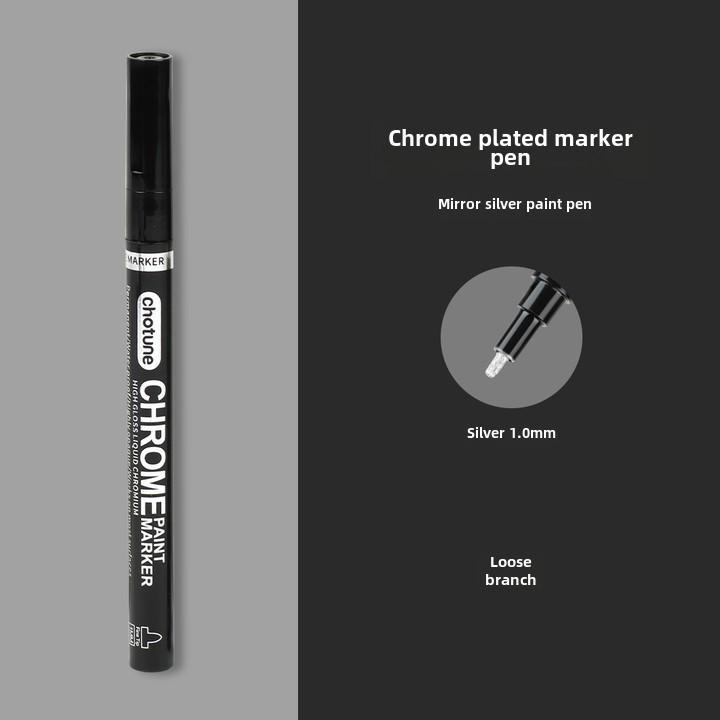 Chrome Mirror Marker: Electroplated Silver Reflective DIY Pen for Gundam Models, Glass, and Metal Painting.
