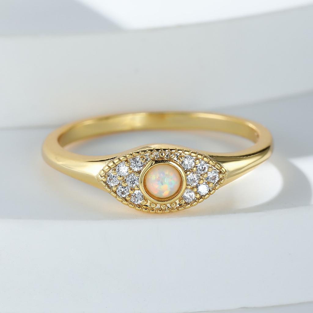 Hot Selling European and American Fashion Ring with Round White Micro Inlaid White Diamond Devils Eye