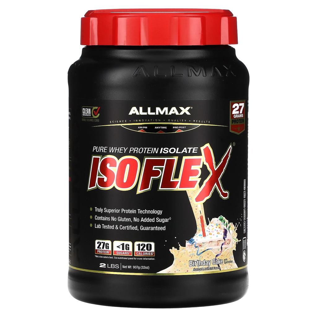 Isoflex®, Pure Whey Protein Isolate, Birthday Cake with Sprinkles, 907G (2Lbs)
