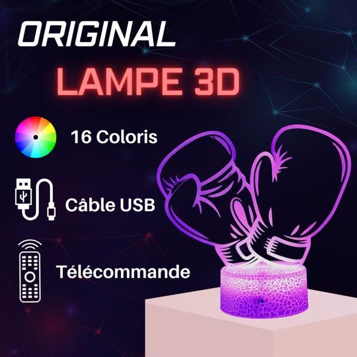 Lampe de chevet 3D led Gants Boxe Boxeur,Veilleuse changement de couleurs – Lampe tactile bureau et chambre enfant, Eclairage noël