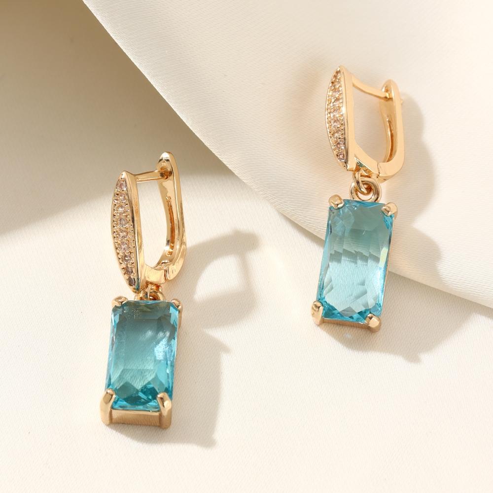 Прямоугольные серьги-подвески из имитации кристалла для женщин Новая мода Циркониевые серьги Золотые Свадебные украшения Аксессуары