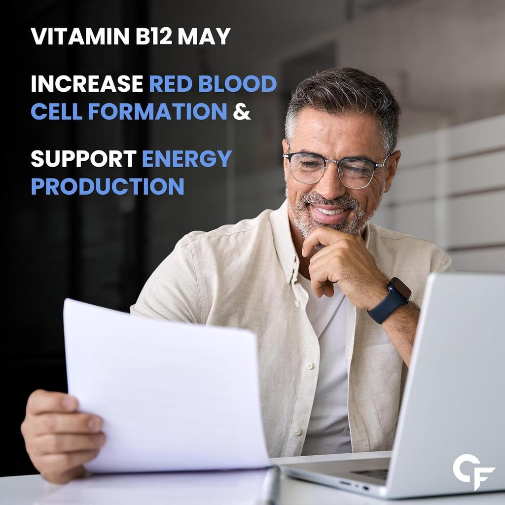 Carbamide Forte Vitamin B12 Tablets 500mcg Supplement for Men & Women 90 Veg Tablets Daily Energy