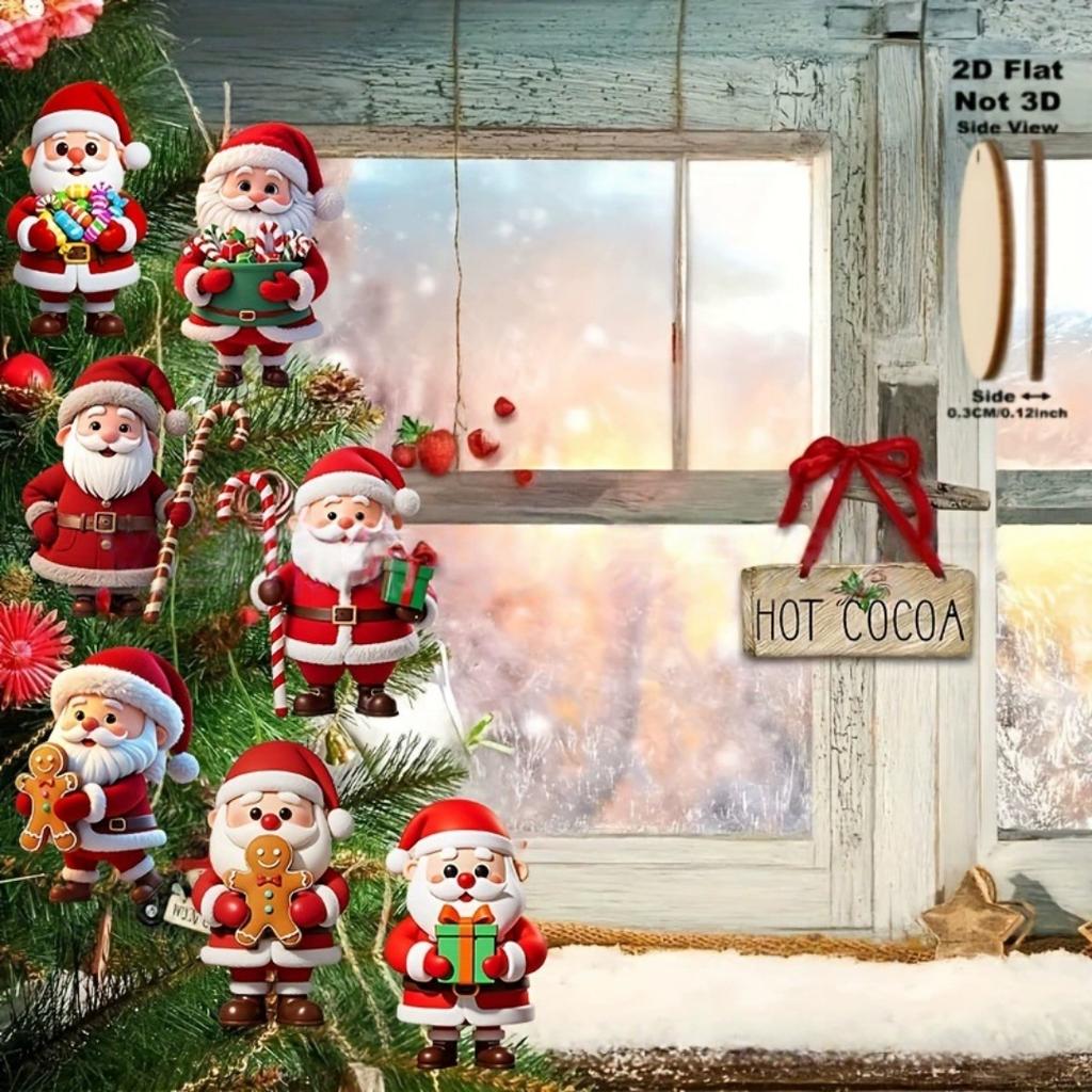 10 шт. Рождественские деревянные украшения Санта-Клауса Xmas Елка Подвески Украшение для елки Дом Подарок детям Новый год