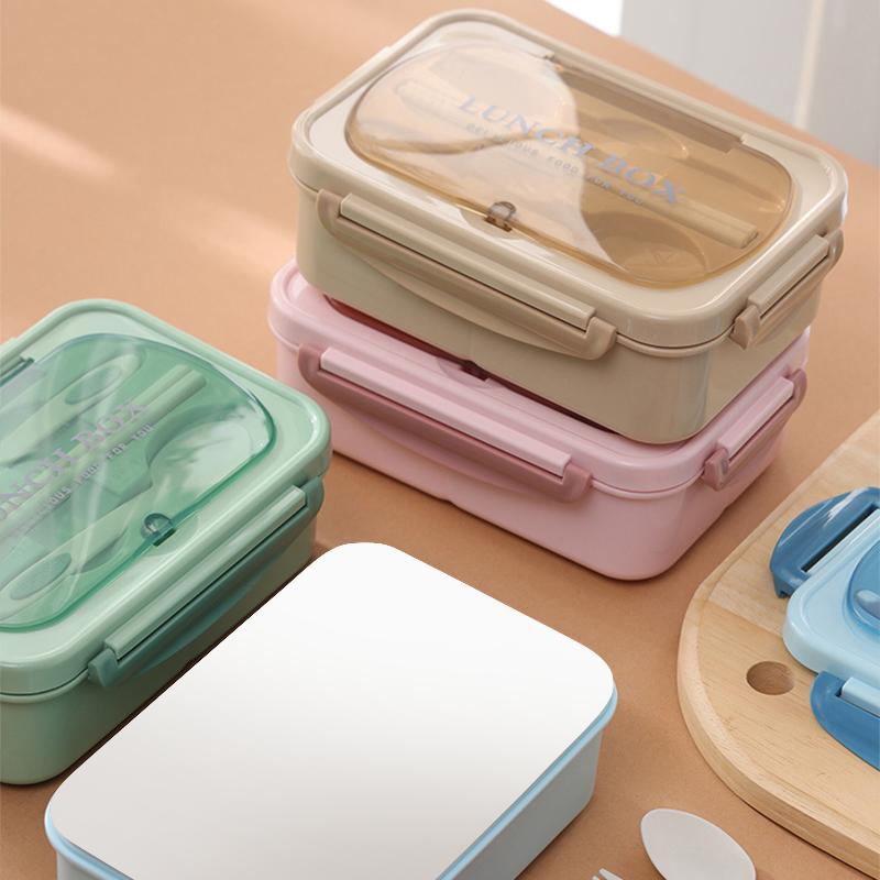 Double Layer Portable Lunch Box For Kids With Fork and Spoon Microwave Bento Boxes Dinnerware Set Food Storage Box Container