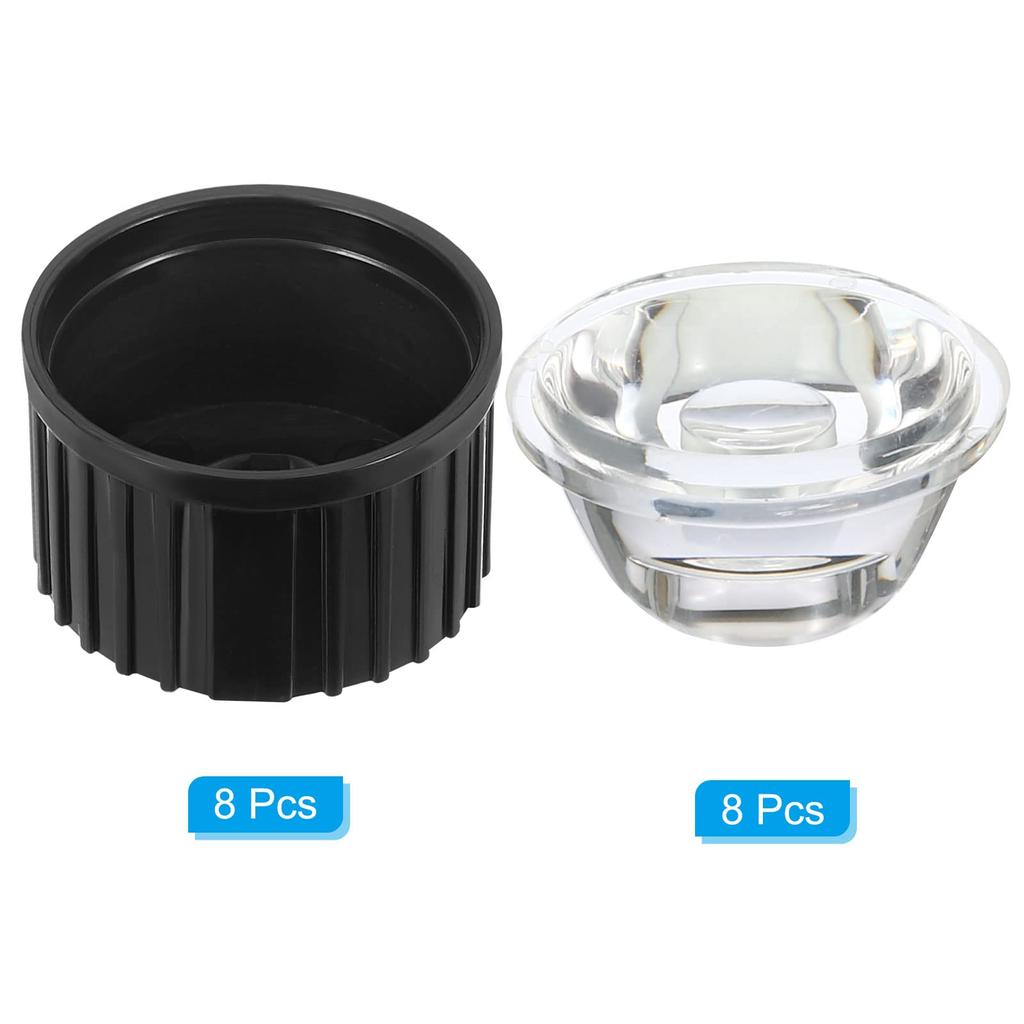 Светодиодная линза PATIKIL 20 мм 120 градусов с пластиковым держателем 8 комплектов акриловых оптических линз для светодиодной лампы высокой мощности 1 Вт 3 Вт, черная прозрачная