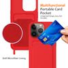 For iPhone 14 Pro Max Case Card Slot Liquid Silicone Phone Shell with Lanyard