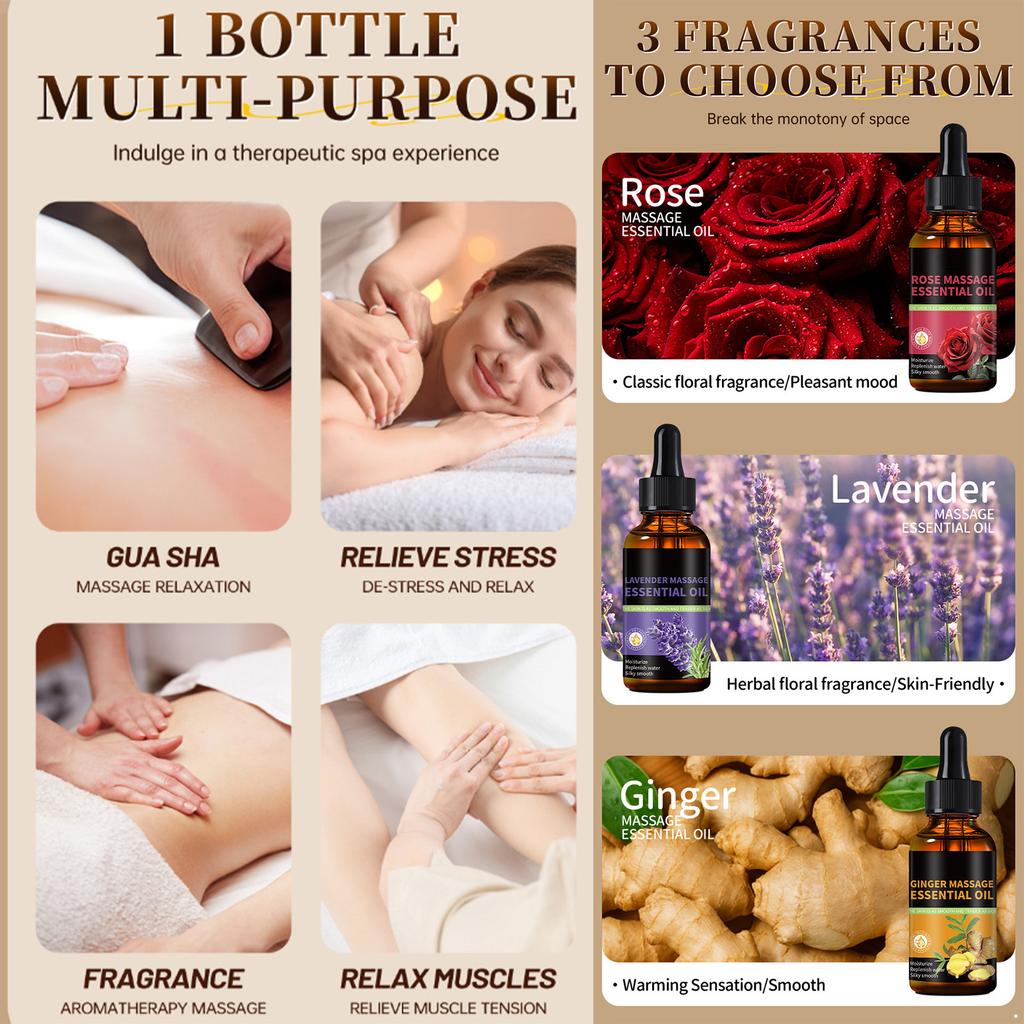 Lavender Scented Aromatherapy Oil for Massage, Skin & Body Care - Hydrating Essential Oil Blend for Spa & Relaxation