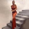 Women's Solid Color Sleeveless Halter Slim Sexy Dress Slim Backless Fishtail Dress