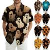 Men's Fashion Casual Loose Halloween Printed Short Sleeve Shirt
