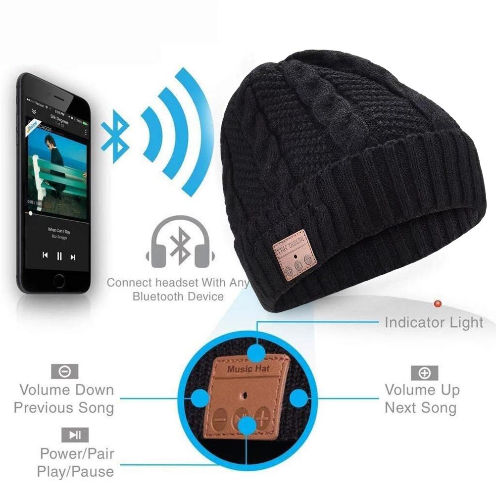 3 In 1 Bluetooth 5.0 Music Beanie Set Winter Hat Earflap Neck Gaiter Scarf Gloves Birthday Gift for