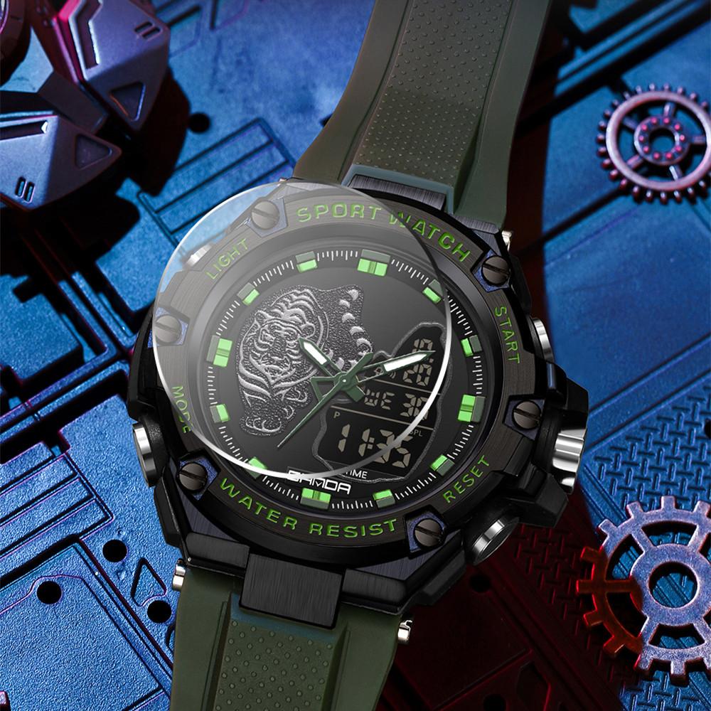 SANDA New Electronic Watch Hundred Beasts Green Light Waterproof Fashion Trend Black Technology Multi -functional Shock -proof Men's Watch