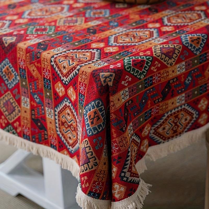 1 шт. Простая скандинавская скатерть Imanqi Rhyme Американская скатерть Красная праздничная жаккардовая скатерть Рождественская плотная скатерть