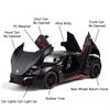 Scale 1:24 Camaro Lykan Sports Car Model Toy Diecast Metal Music Light Pull Back Miniature Supercar Models Good Gift for Friends