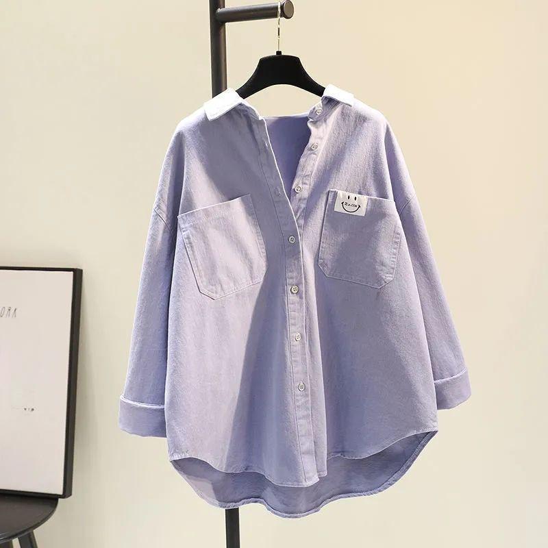 Стильная и удобная хлопковая весенняя рубашка для женщин, корейский модный тренд
