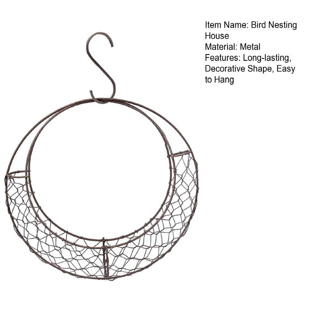 Bird Nesting House Bird Nesting Heart Holder Metal Birdhouse with Hook Hummingbird Nest Material Station for Wild Birds Outdoor