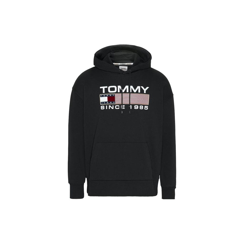Tommy Hilfiger FW22 Свитшот с принтом букв, с длинным рукавом, мужской, черный DM0DM15009-BDS