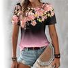 Spring Summer Printed Pattern Comfortable Loose Round Neck Short Sleeved Women's T-shirt