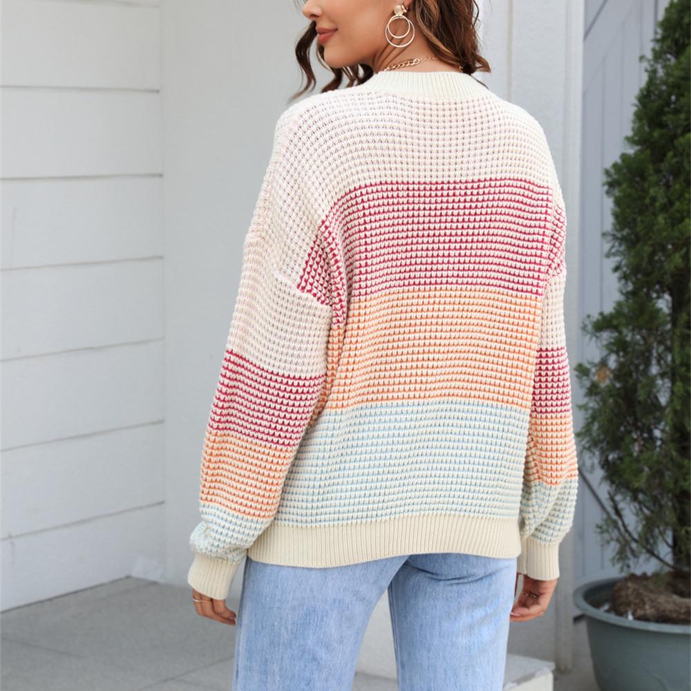 GMXIA Женские модные повседневные осенне-зимние свободные свитера с длинным рукавом и круглым вырезом