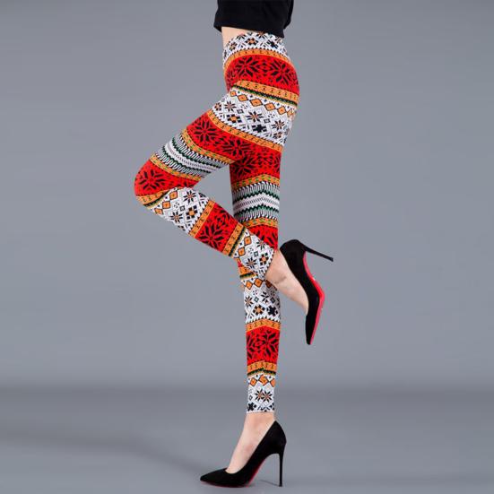 Autumn Winter Women Pants Snowflake Elk Print High Waist Tummy Control Soft Elastic Thermal Skinny Butt-lifted Yoga Trousers Lady Leggings