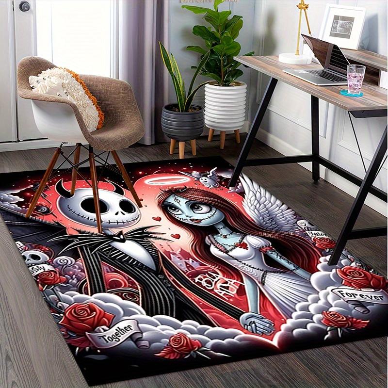 Office Rug "Jack Skellington""Sally" theme 3D Printed Anti-Slip Rug-Machine Washable for Living Room