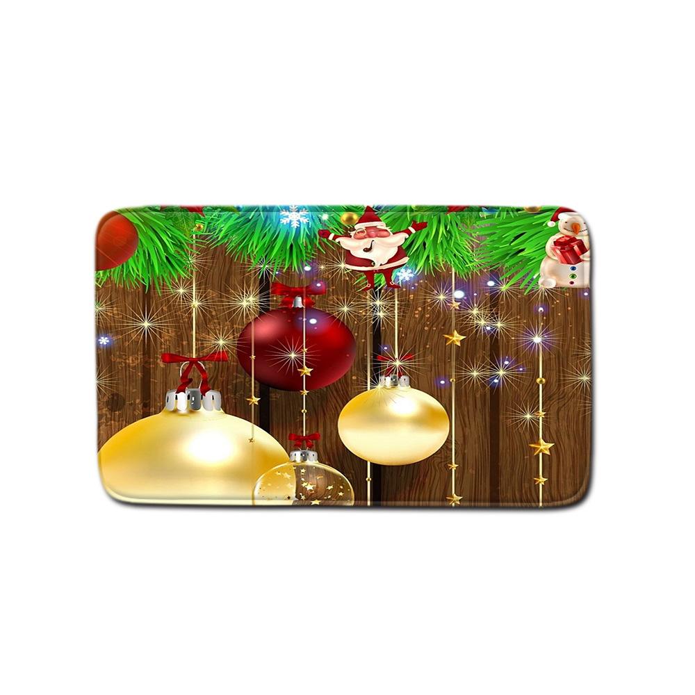 Christmas Shower Curtain Floor Mat Combination Four-Piece Set Bathroom Toilet Carpet Shower Room Mat Foot Mat