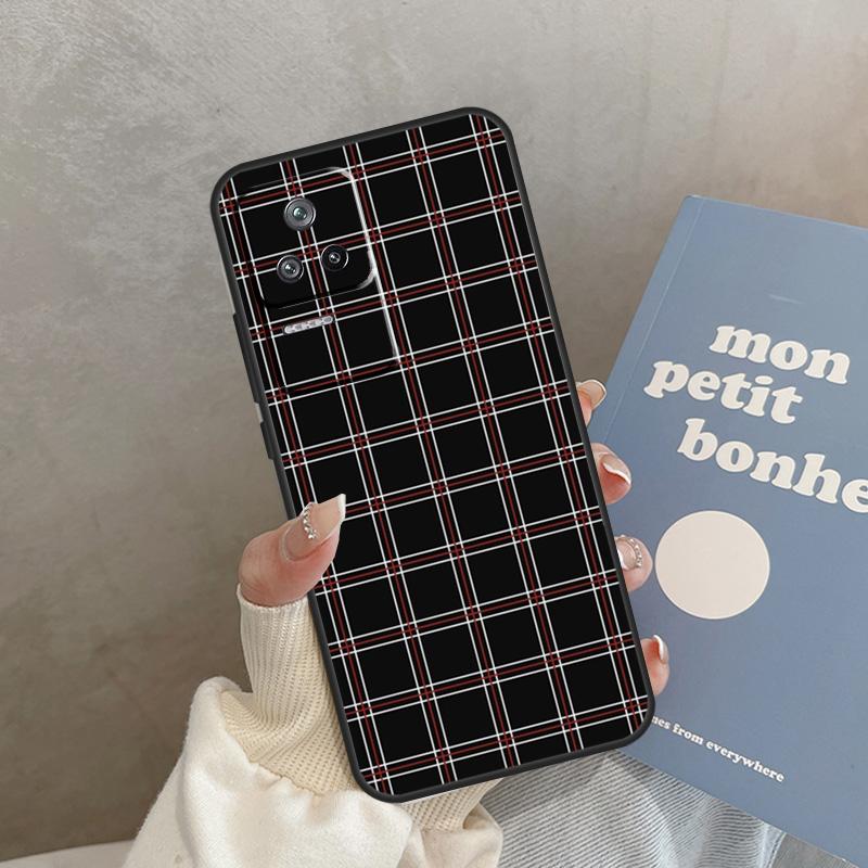 Чехол с клетчатым узором и полосками для Xiaomi 15 Ultra 13T 14T 15T 13 14 Pro 17 Pro Max POCO X7 Pro X5 X6 F5 F6 F7