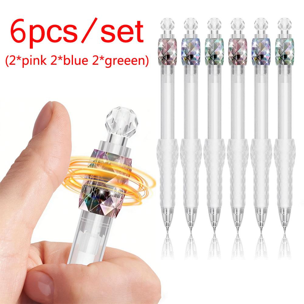 1/3/6 Pcs Rotating Crystal Gel Pens 0.5mm Fidget Rotat Gem Black Ink Fine Point Smooth Writing Pen Quick-dry for School Office