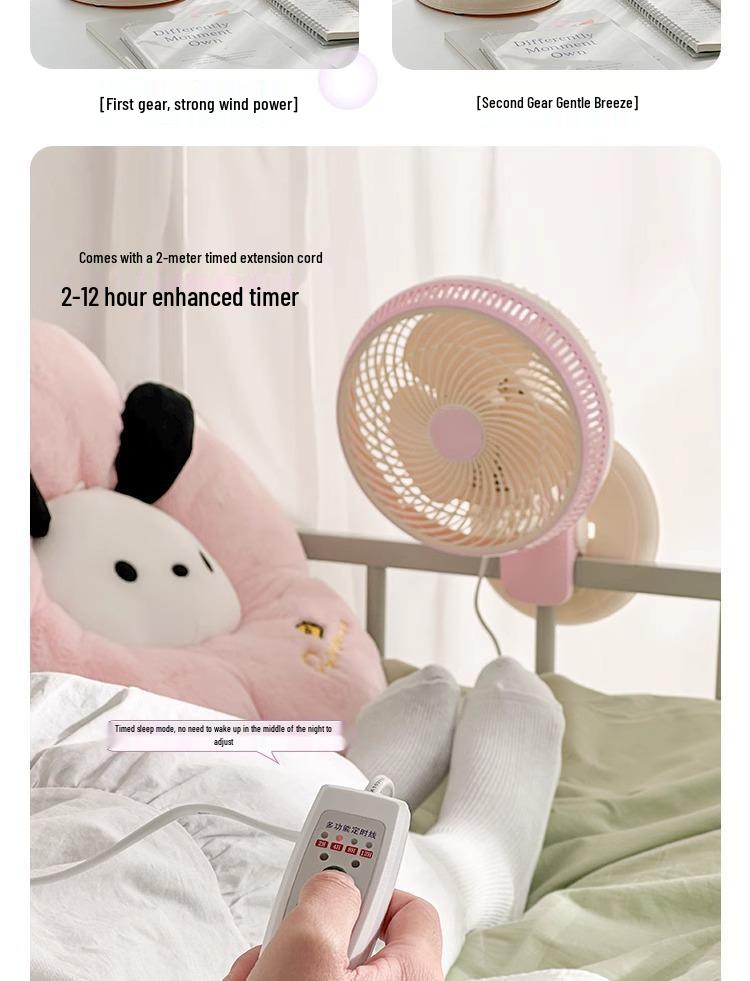 Mini Clip-On Oscillating Fan for Student Dorms & Desks