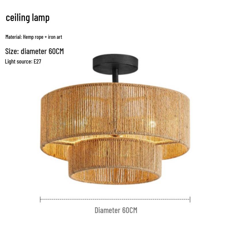 Винтажная люстра Ваби-Саби с кисточками из пеньковой веревки для спальни или гостиной