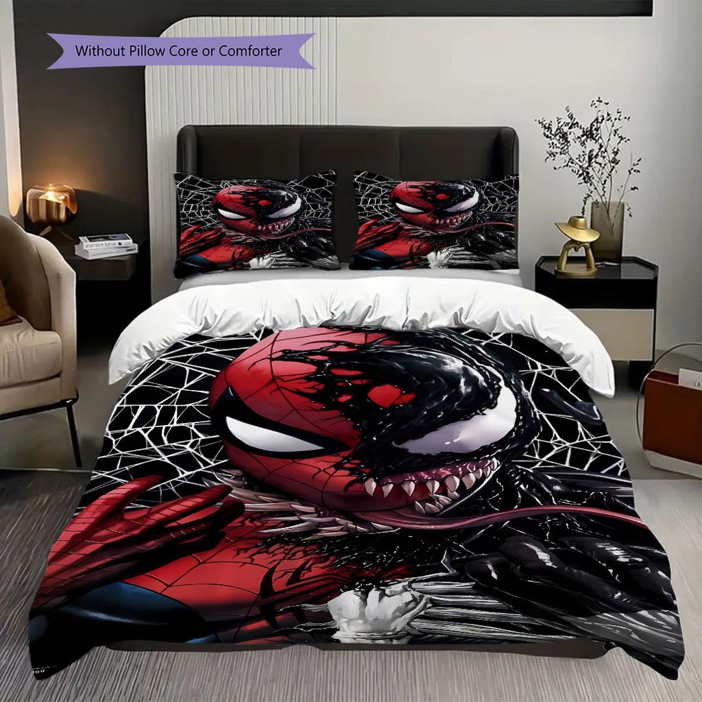 Spider-Man Superhero Series Bedroom Three-Piece Duvet Cover Bedding Set (1*Duvet Cover + 2*Pillowcase, Without Core)