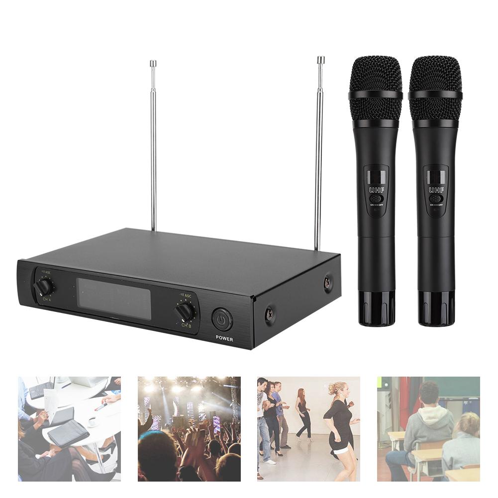 Портативный беспроводной микрофон UHF Handheld Dual для караоке, свадеб, публичных выступлений, вилка США