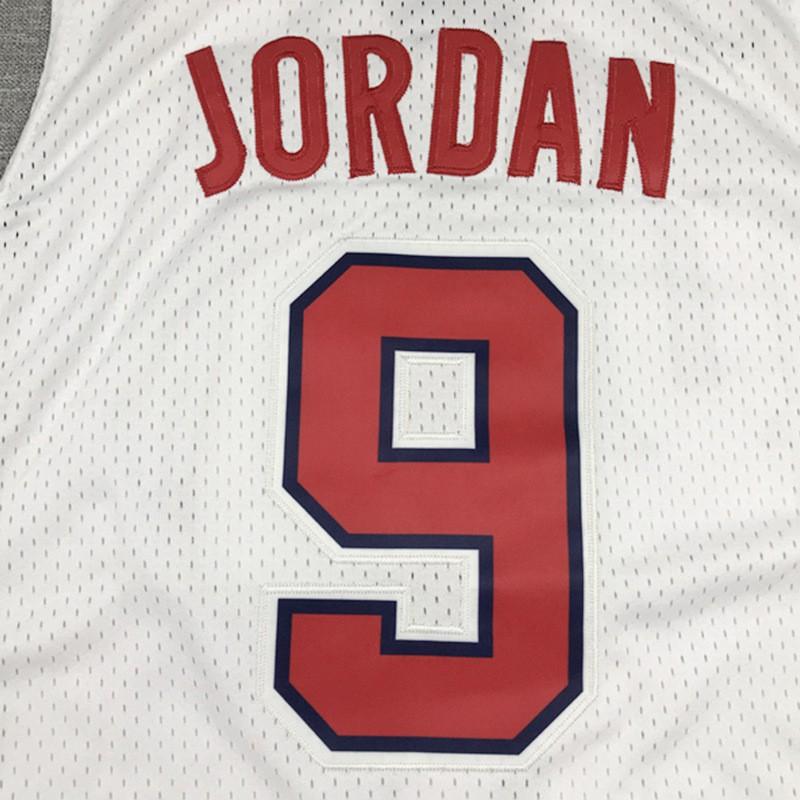 Vintage Embroidered Basketball Jersey Team USA 9 Jordan White Adult Unisex