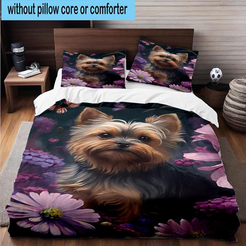 Diverse Dog Breeds Collage 3pcs Bedding,Including 1pc Duvet Cover And 2pcs Pillowcases Perfect for Christmas,Ideal for Bedroom, Dormitory
