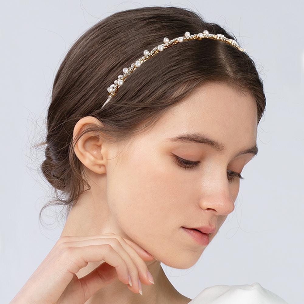 Аксессуары Женское Украшение Свадебная Вечеринка Жемчужная Волна Повязка на Голову Обруч для Волос Кристалл Стразы Хайбенд
